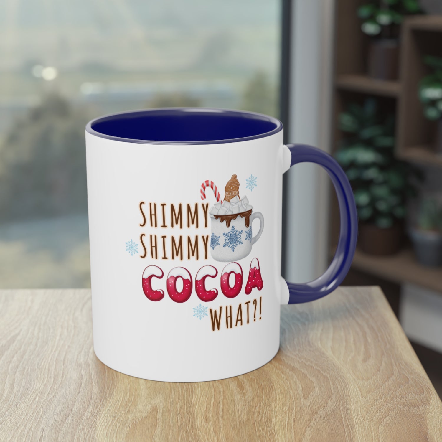 Funny Christmas Mug | Shimmy Shimmy Cocoa What?! Mug | Two-Tone Coffee Mugs 11oz | Holiday Mugs