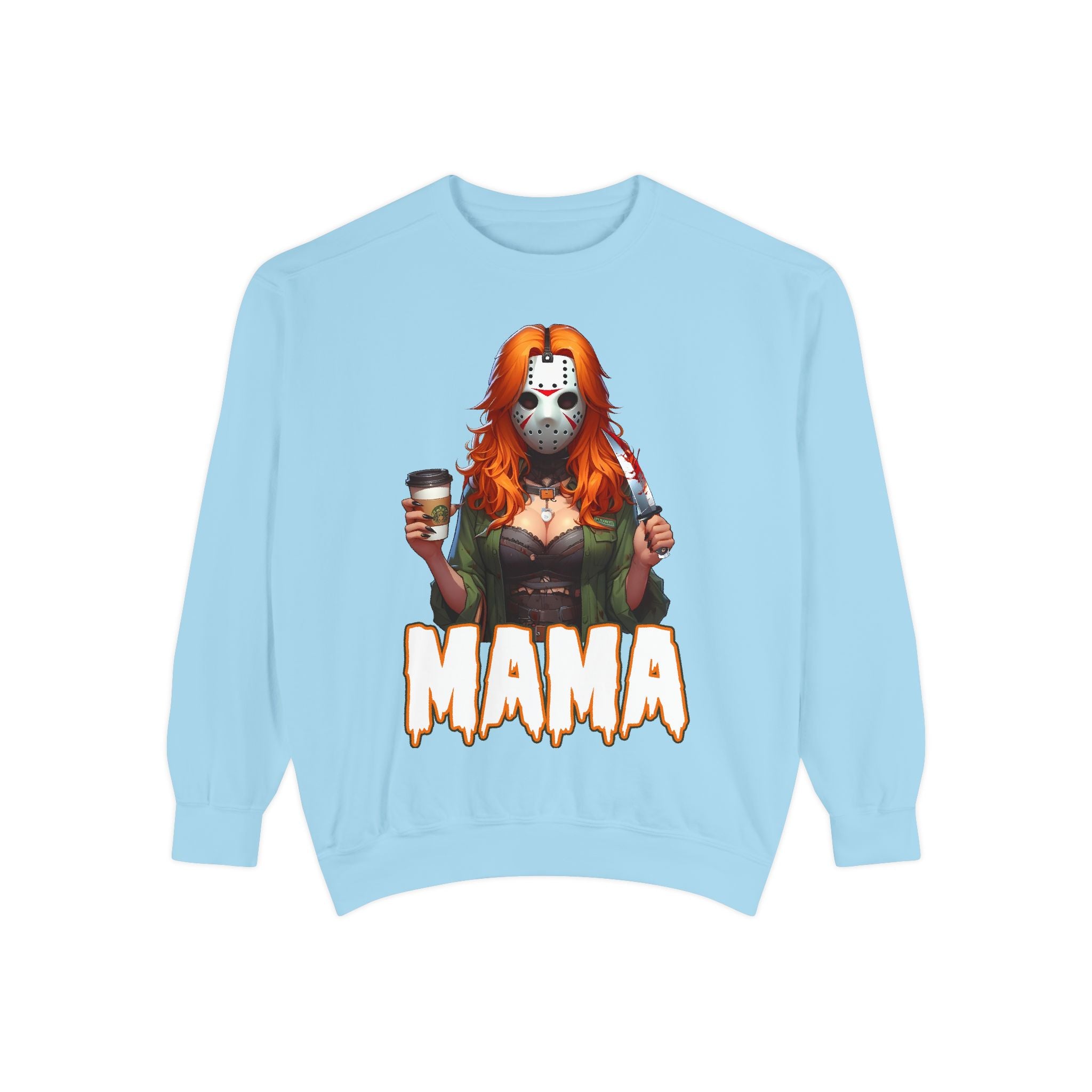 Jason Voorhees Mama Crewneck | Cute Spooky Crewneck | Jason Voorhees Crewneck | Unisex Garment-Dyed Sweatshirt