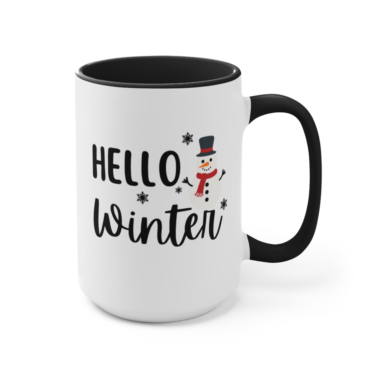 Holiday Accent Mugs | Snowman Mugs | Hello Winter Mugs 11oz 15oz