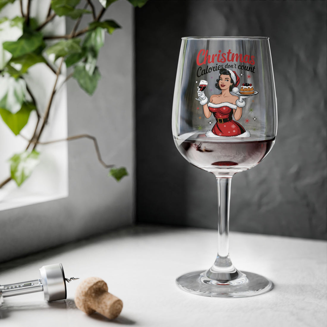 Funny Christmas Wine Glass - &quot;Calories Don&