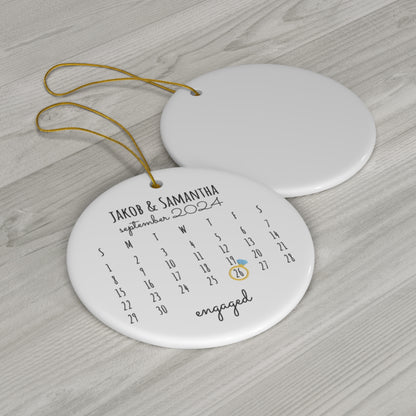 Personalized Engagement Calendar Ornament - Custom Ceramic Décor for Couples