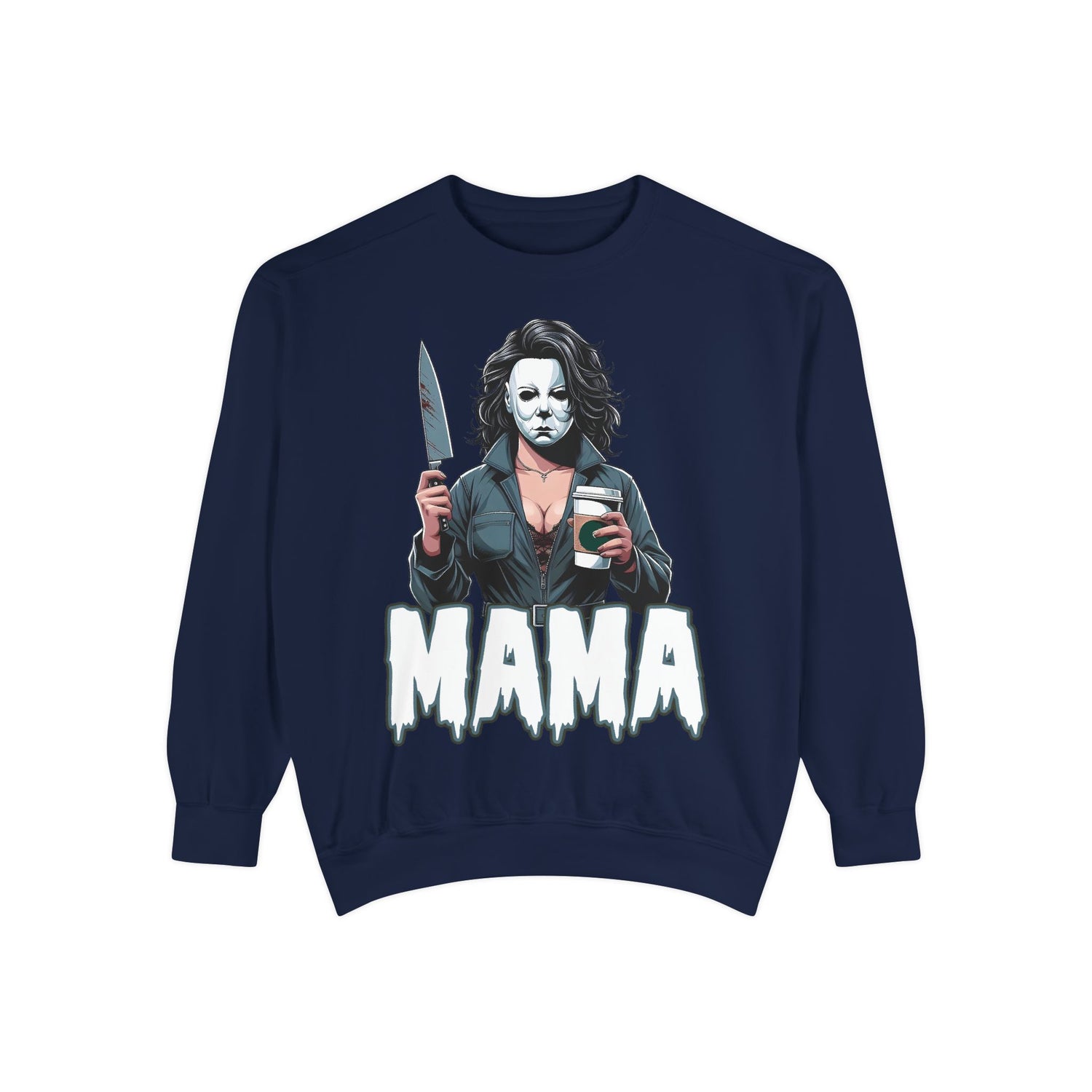 Michael Myers Mama Crewneck | Cute Spooky Crewneck | Michael Myers Crewneck | Unisex Garment-Dyed Sweatshirt