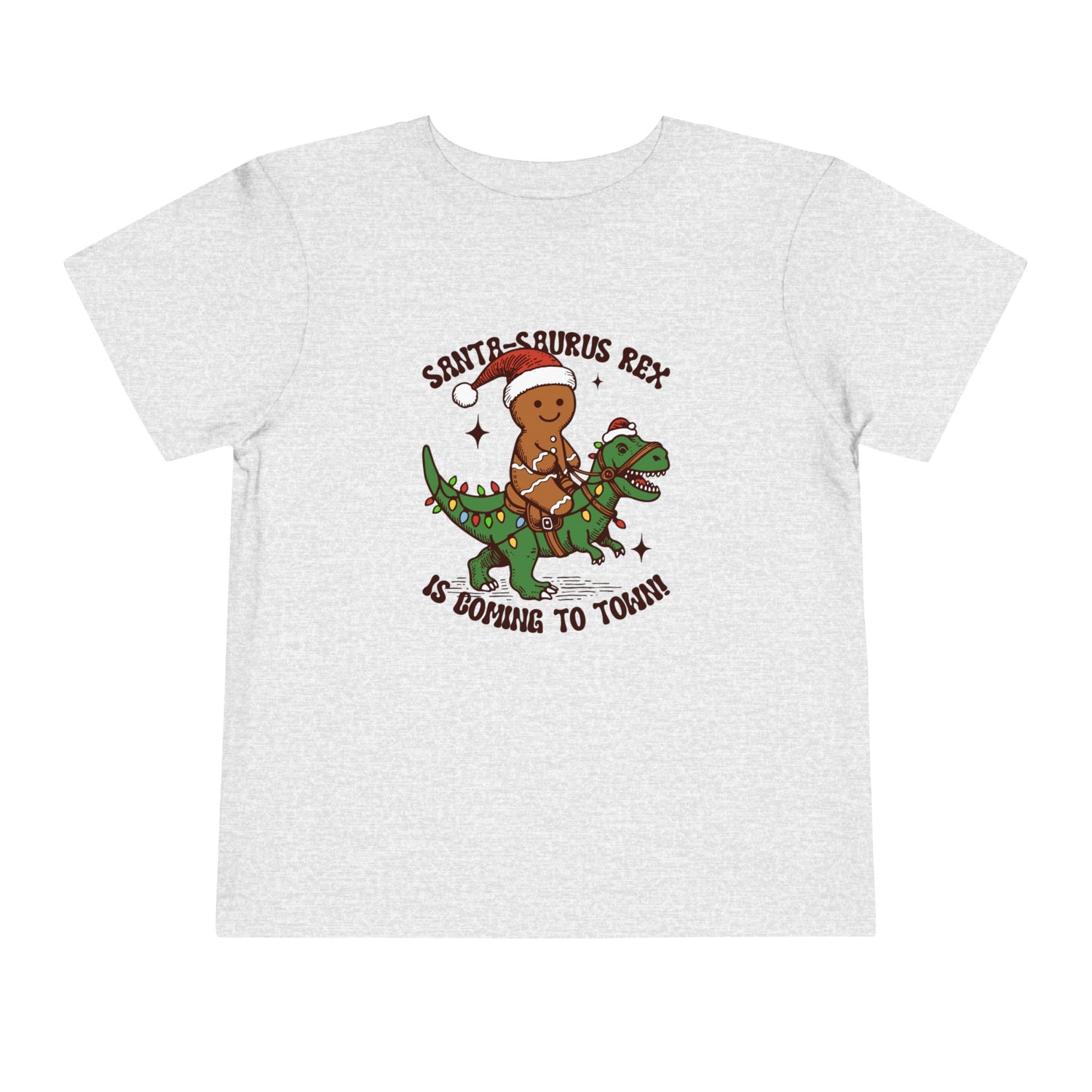 Toddler Short Sleeve Tee - Cute Santa-Saurus Rex Holiday Shirt