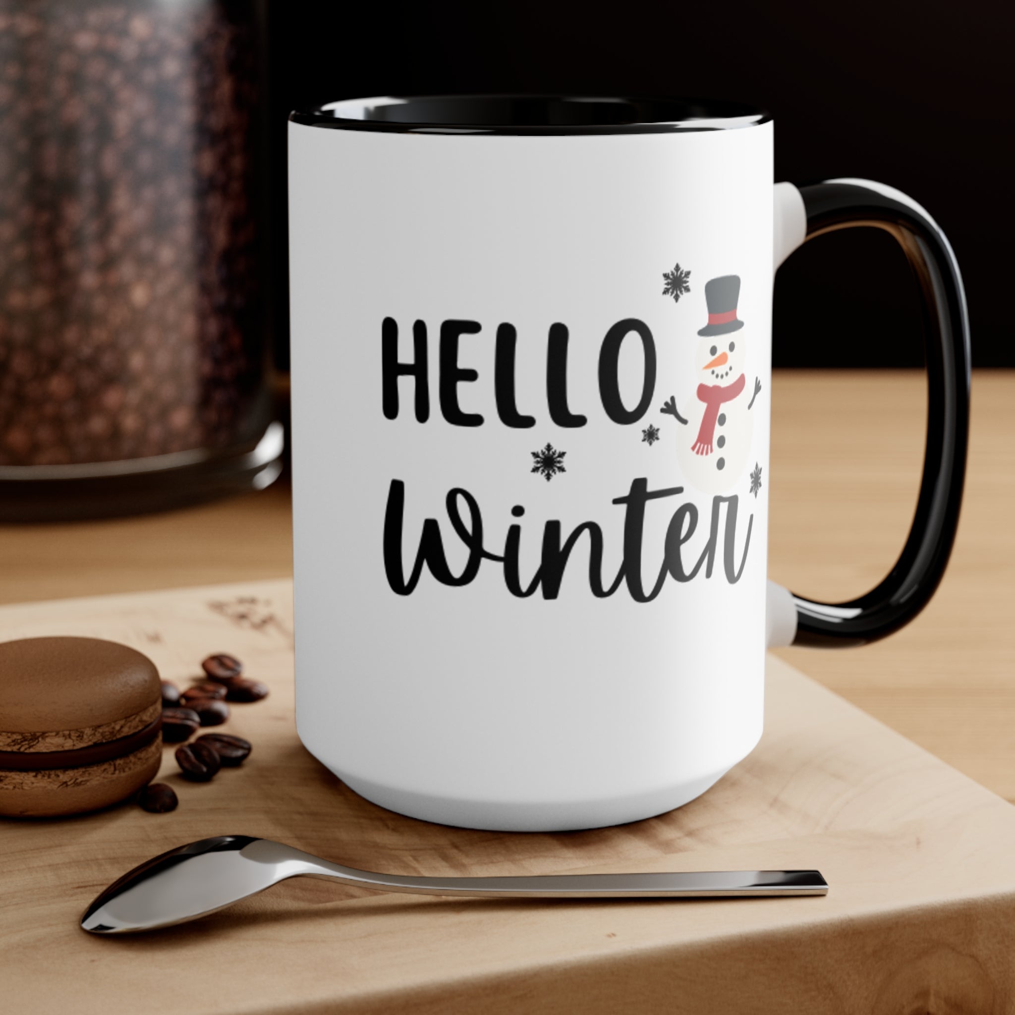 Holiday Accent Mugs | Snowman Mugs | Hello Winter Mugs 11oz 15oz