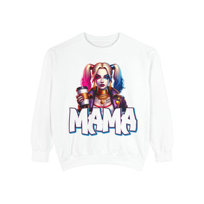 Harley Quinn Mama Crewneck | Cute Spooky Crewneck | Harley Quinn Crewneck | Unisex Garment-Dyed Sweatshirt