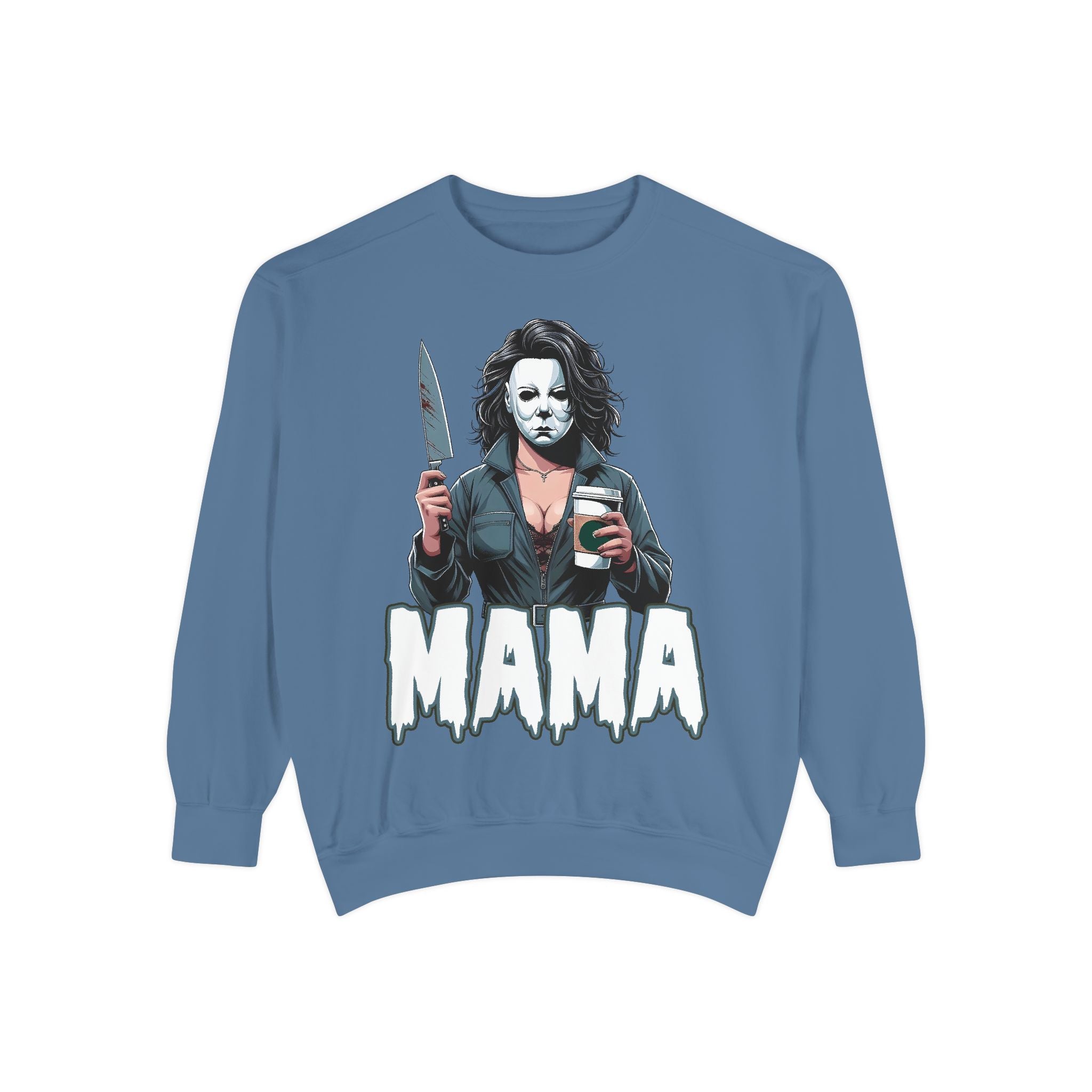 Michael Myers Mama Crewneck | Cute Spooky Crewneck | Michael Myers Crewneck | Unisex Garment-Dyed Sweatshirt