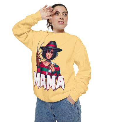 Freddy Krueger Mama Crewneck | Cute Spooky Crewneck | Freddy Krueger Crewneck | Unisex Garment-Dyed Sweatshirt