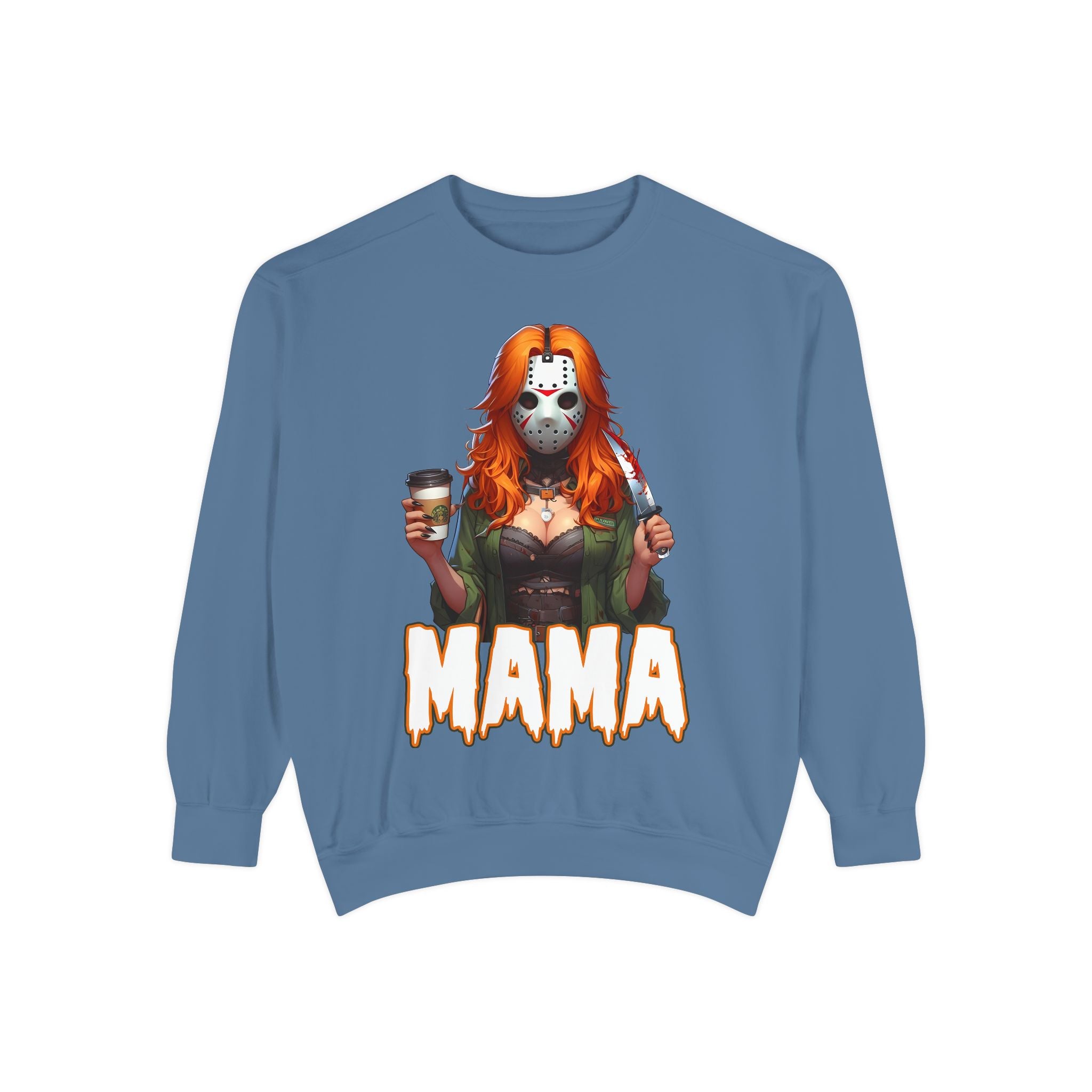 Jason Voorhees Mama Crewneck | Cute Spooky Crewneck | Jason Voorhees Crewneck | Unisex Garment-Dyed Sweatshirt