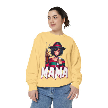 Freddy Krueger Mama Crewneck | Cute Spooky Crewneck | Freddy Krueger Crewneck | Unisex Garment-Dyed Sweatshirt