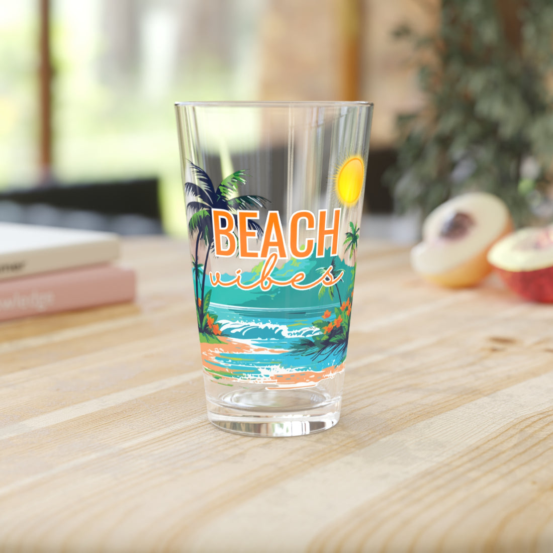 Beach Vibes Pint Glass | Summer Pint Glass | 16oz Pint Glass