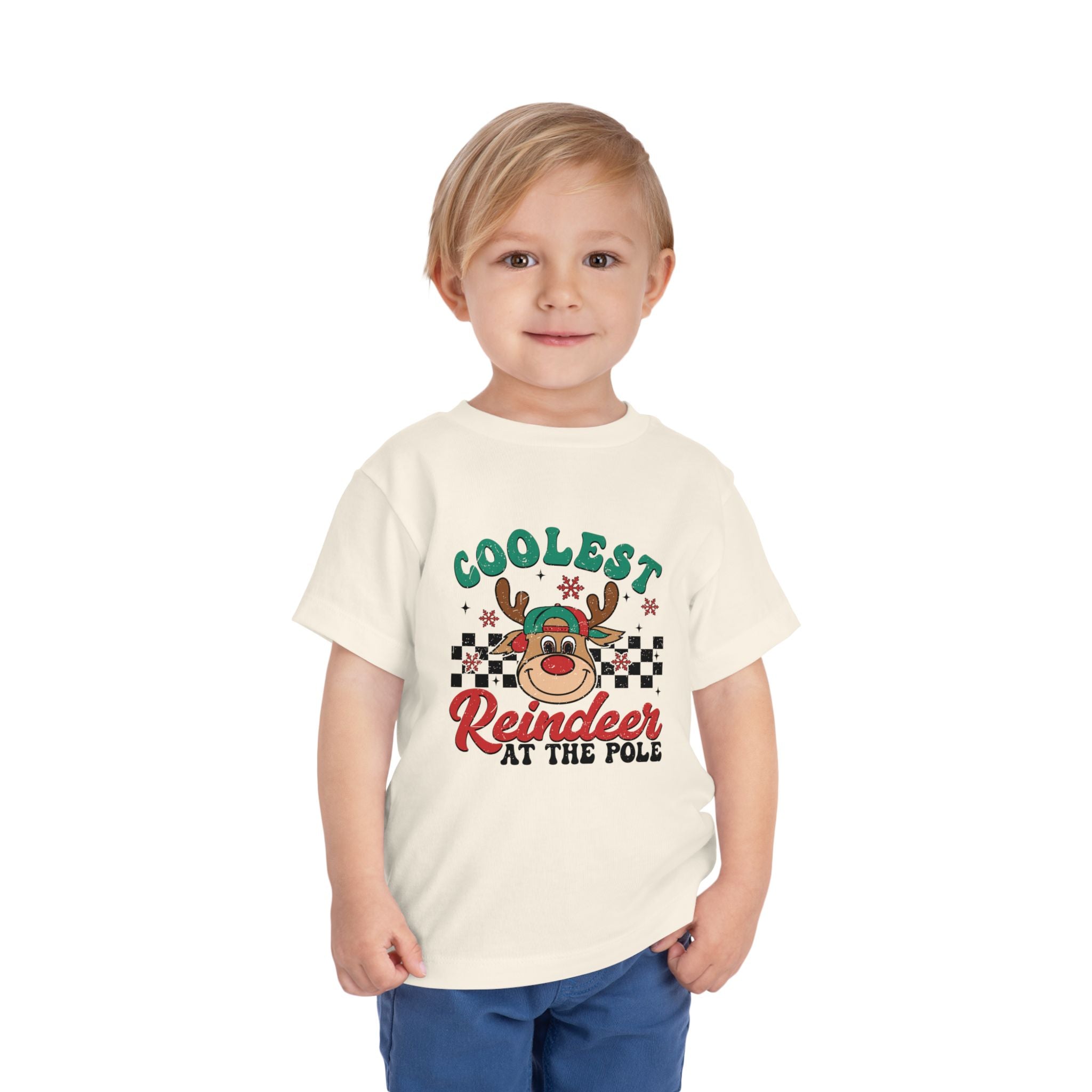 Coolest Reindeer Toddler Short Sleeve Tee - Fun Holiday Shirt for Kids