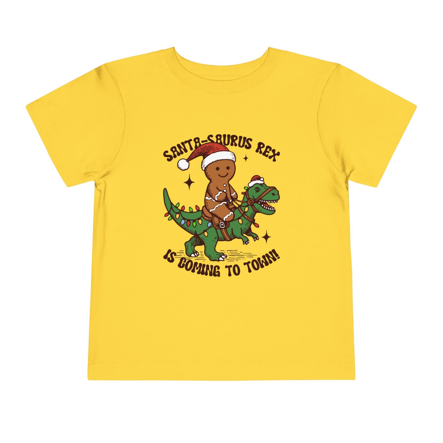 Toddler Short Sleeve Tee - Cute Santa-Saurus Rex Holiday Shirt