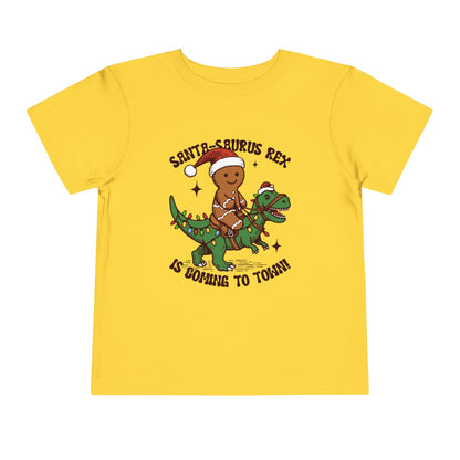 Toddler Short Sleeve Tee - Cute Santa-Saurus Rex Holiday Shirt