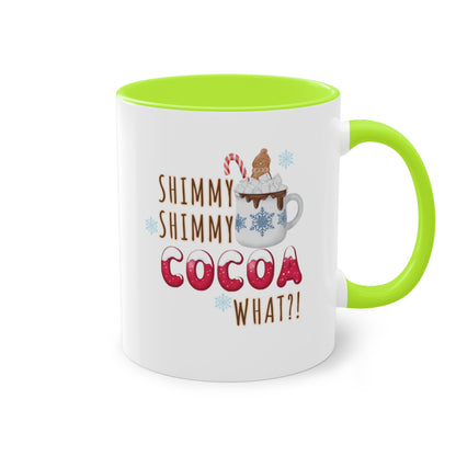 Funny Christmas Mug | Shimmy Shimmy Cocoa What?! Mug | Two-Tone Coffee Mugs 11oz | Holiday Mugs