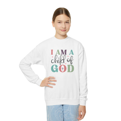 I Am A Child of God Youth Crewneck Sweatshirt - Faith-Inspired Apparel