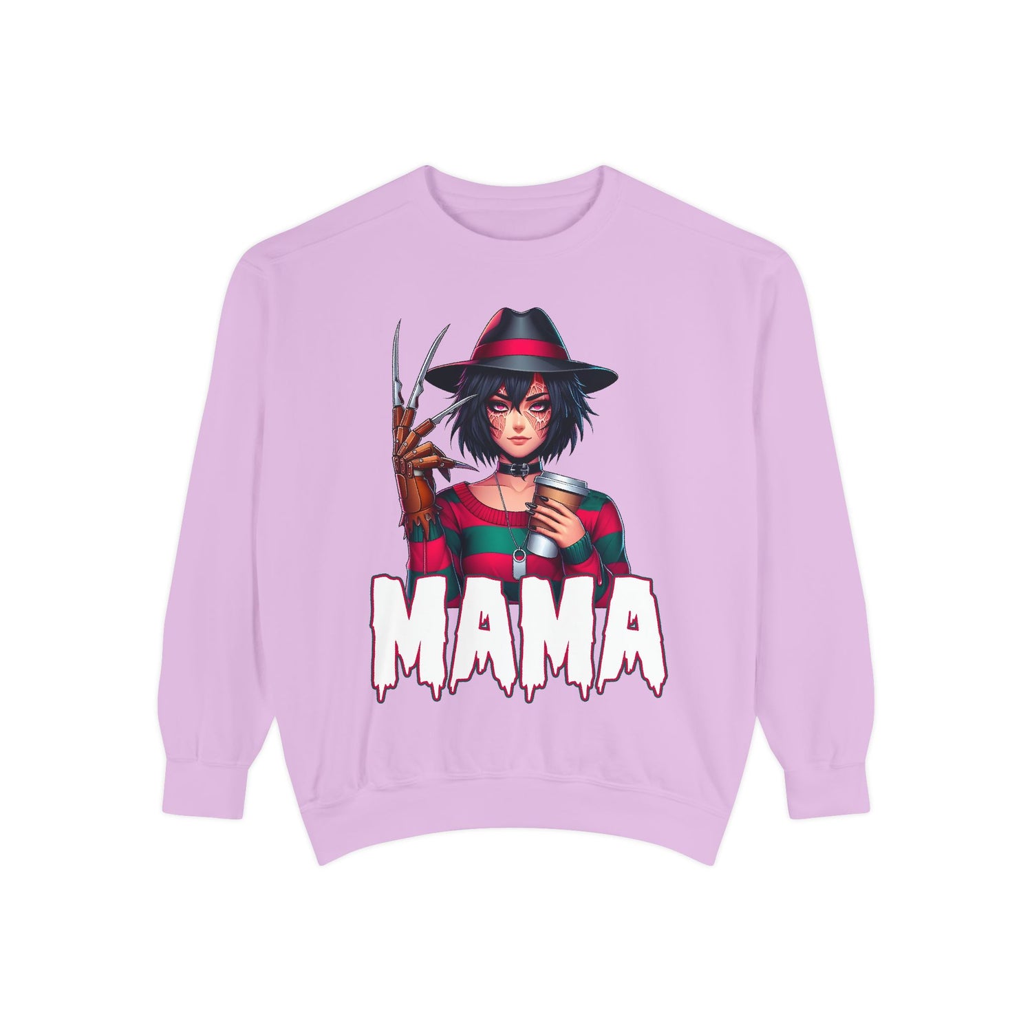 Freddy Krueger Mama Crewneck | Cute Spooky Crewneck | Freddy Krueger Crewneck | Unisex Garment-Dyed Sweatshirt