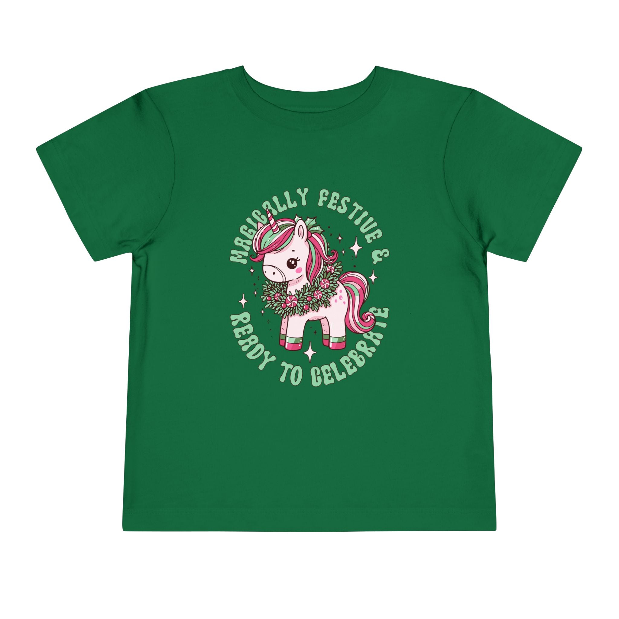 Festive Unicorn Toddler Tee - Merry &amp; Ready to Celebrate