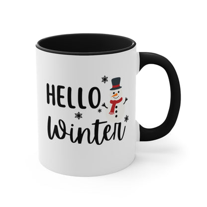 Holiday Accent Mugs | Snowman Mugs | Hello Winter Mugs 11oz 15oz