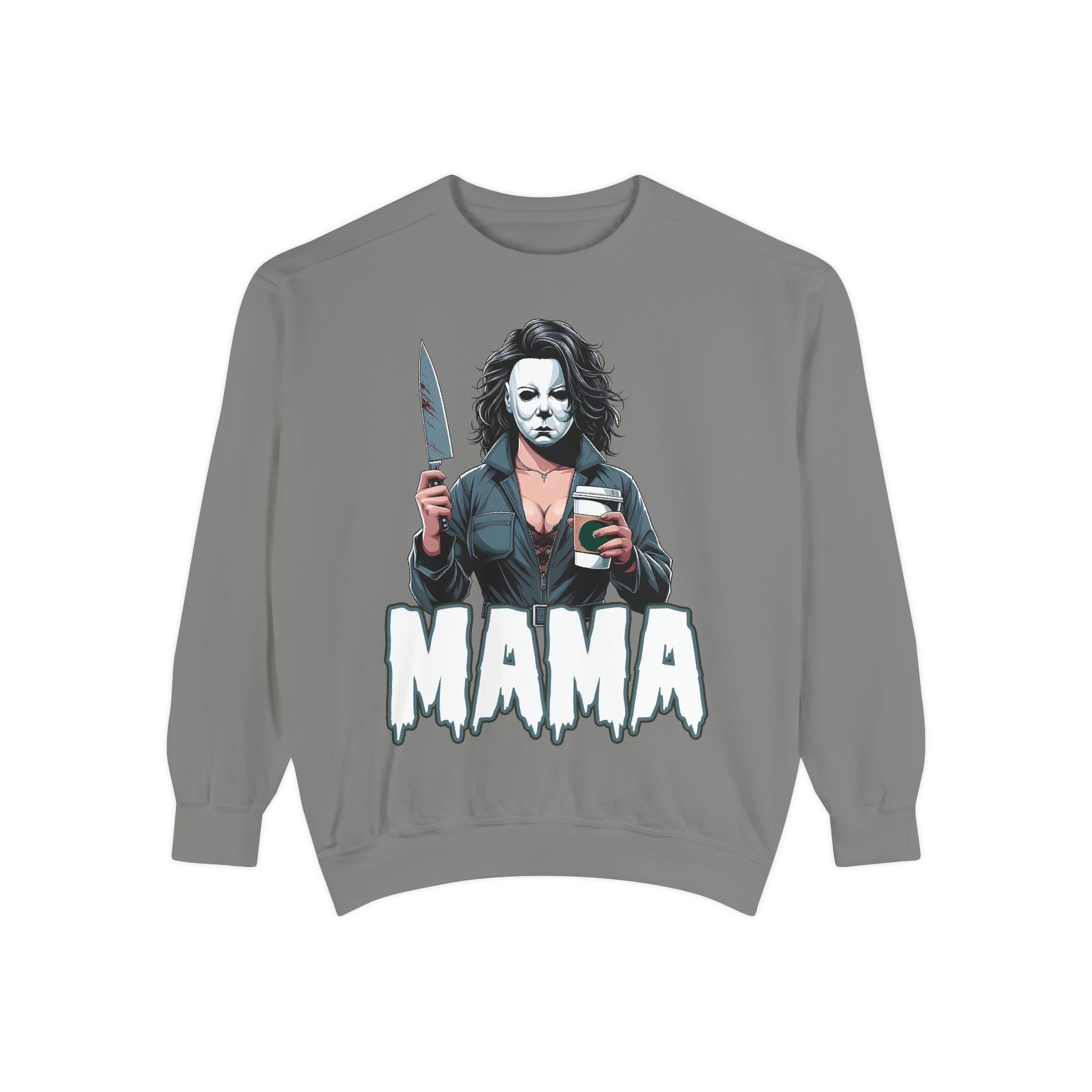 Michael Myers Mama Crewneck | Cute Spooky Crewneck | Michael Myers Crewneck | Unisex Garment-Dyed Sweatshirt