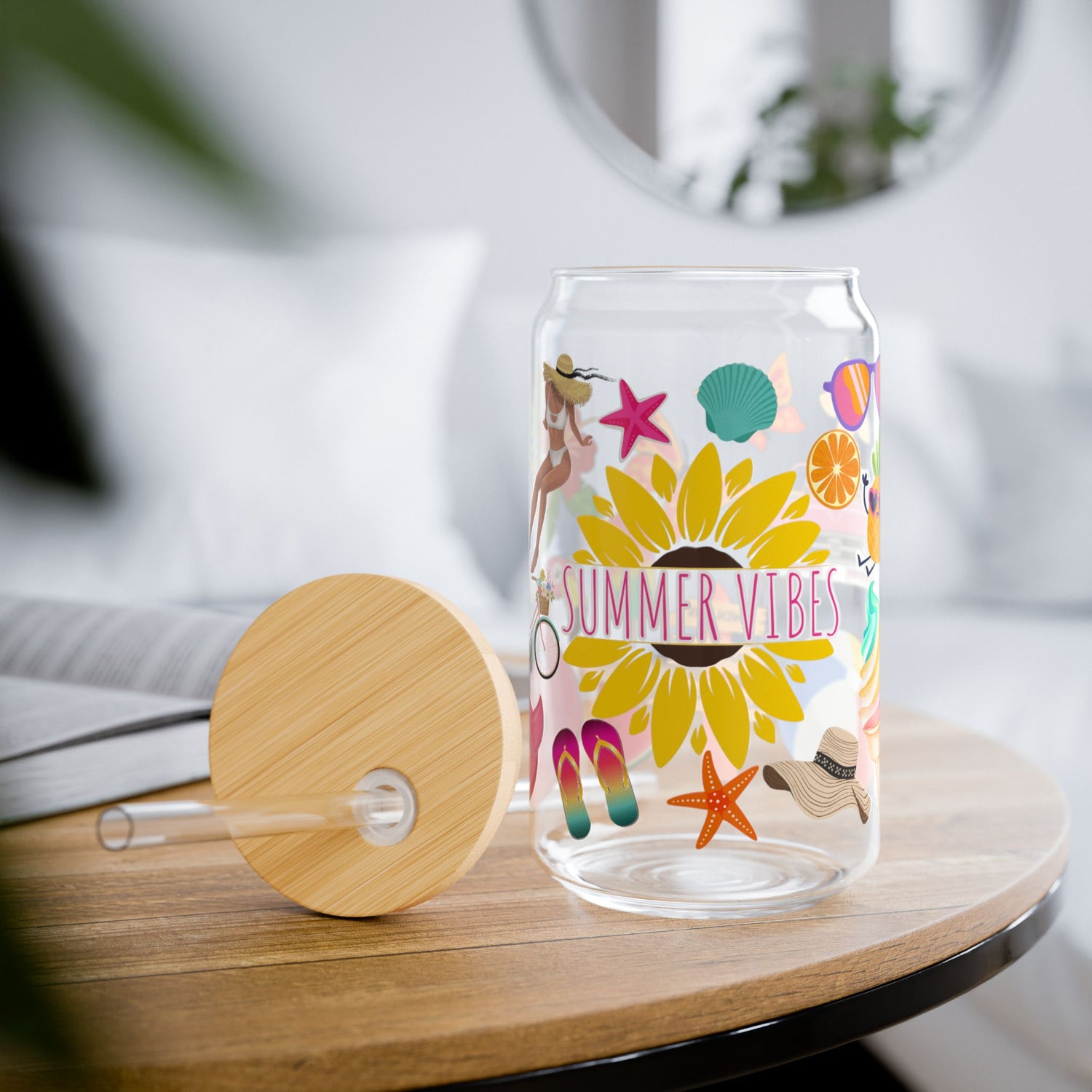 Summer Vibes | Sipper Glass 16oz | Summer Sipper Glass