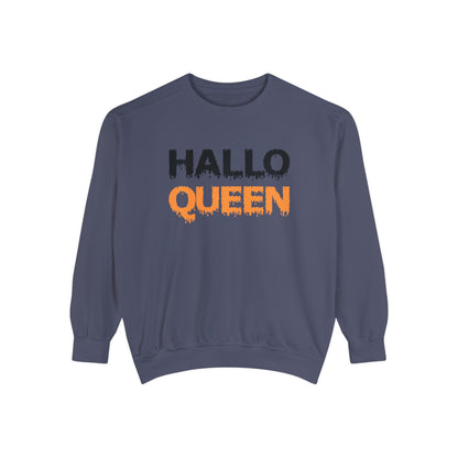 Hallo Queen Crewneck | Halloween Crewneck | Unisex Garment-Dyed Sweatshirt