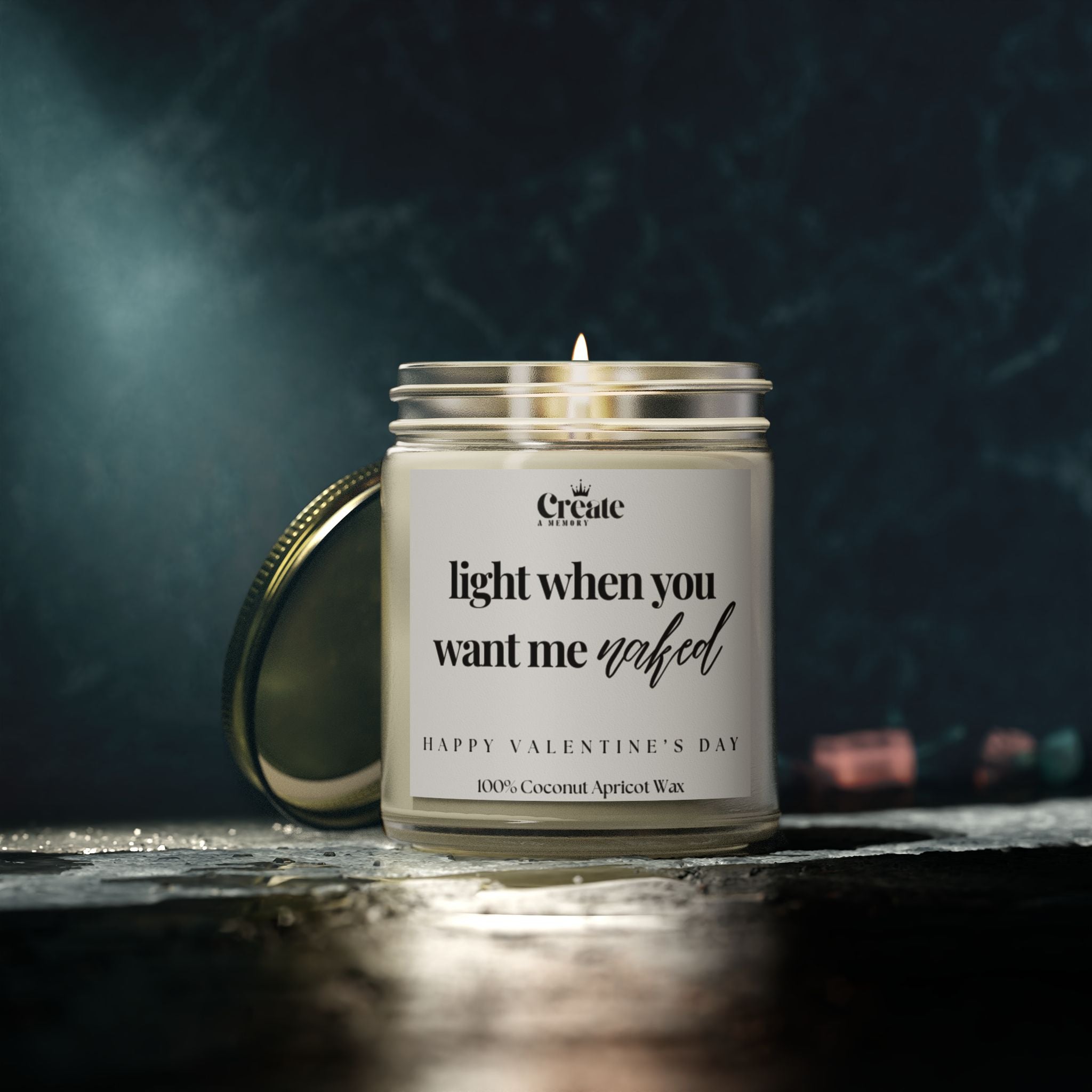 Scented Candle - &quot;Light When You Want Me Naked&quot; - Romantic Coconut Apricot Wax for Valentine&