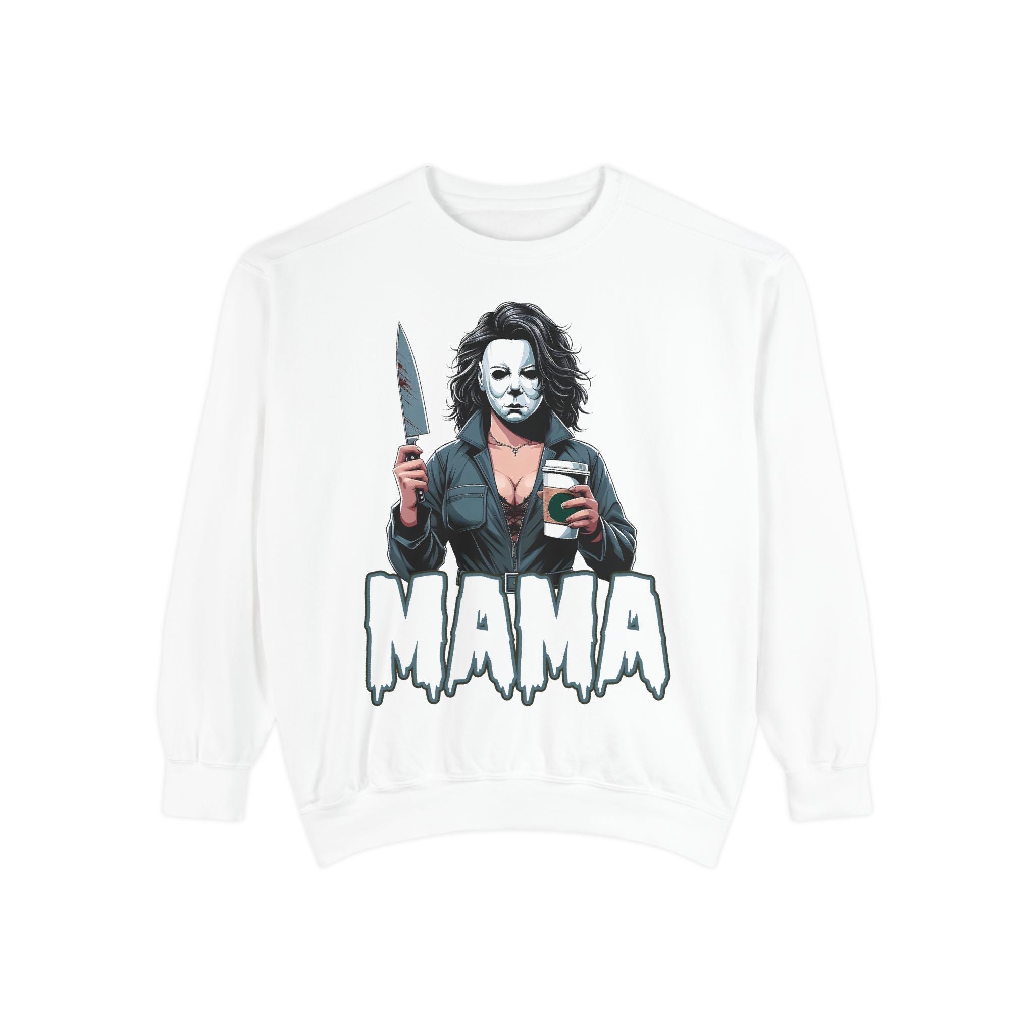 Michael Myers Mama Crewneck | Cute Spooky Crewneck | Michael Myers Crewneck | Unisex Garment-Dyed Sweatshirt