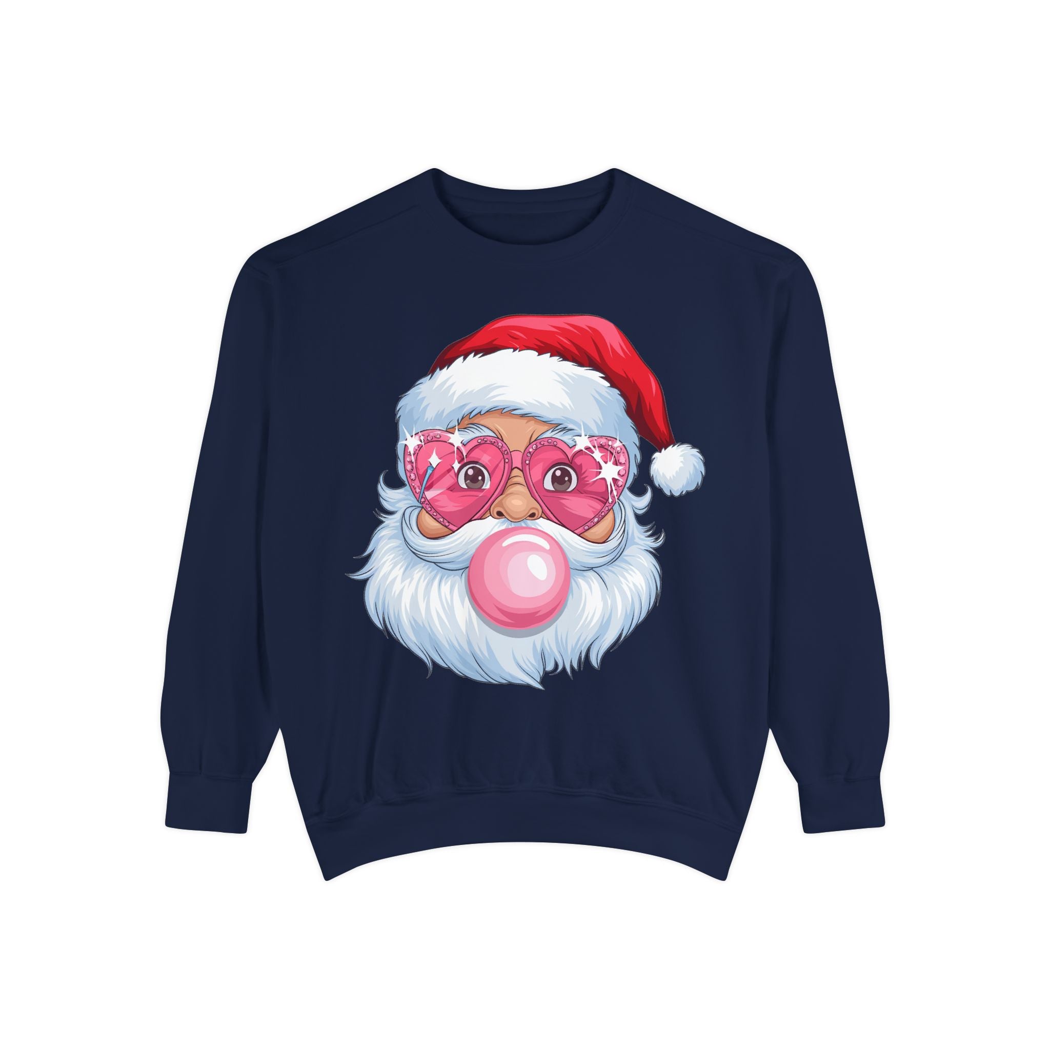 Santa Bubble Gum | Cute Santa Unisex Garment-Dyed Sweatshirt