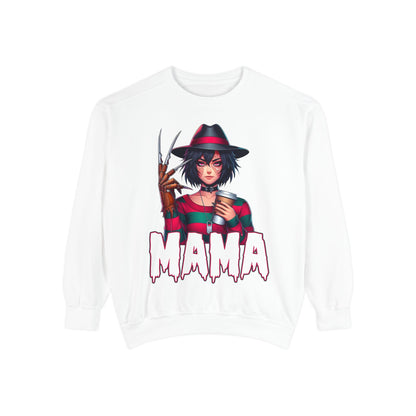 Freddy Krueger Mama Crewneck | Cute Spooky Crewneck | Freddy Krueger Crewneck | Unisex Garment-Dyed Sweatshirt