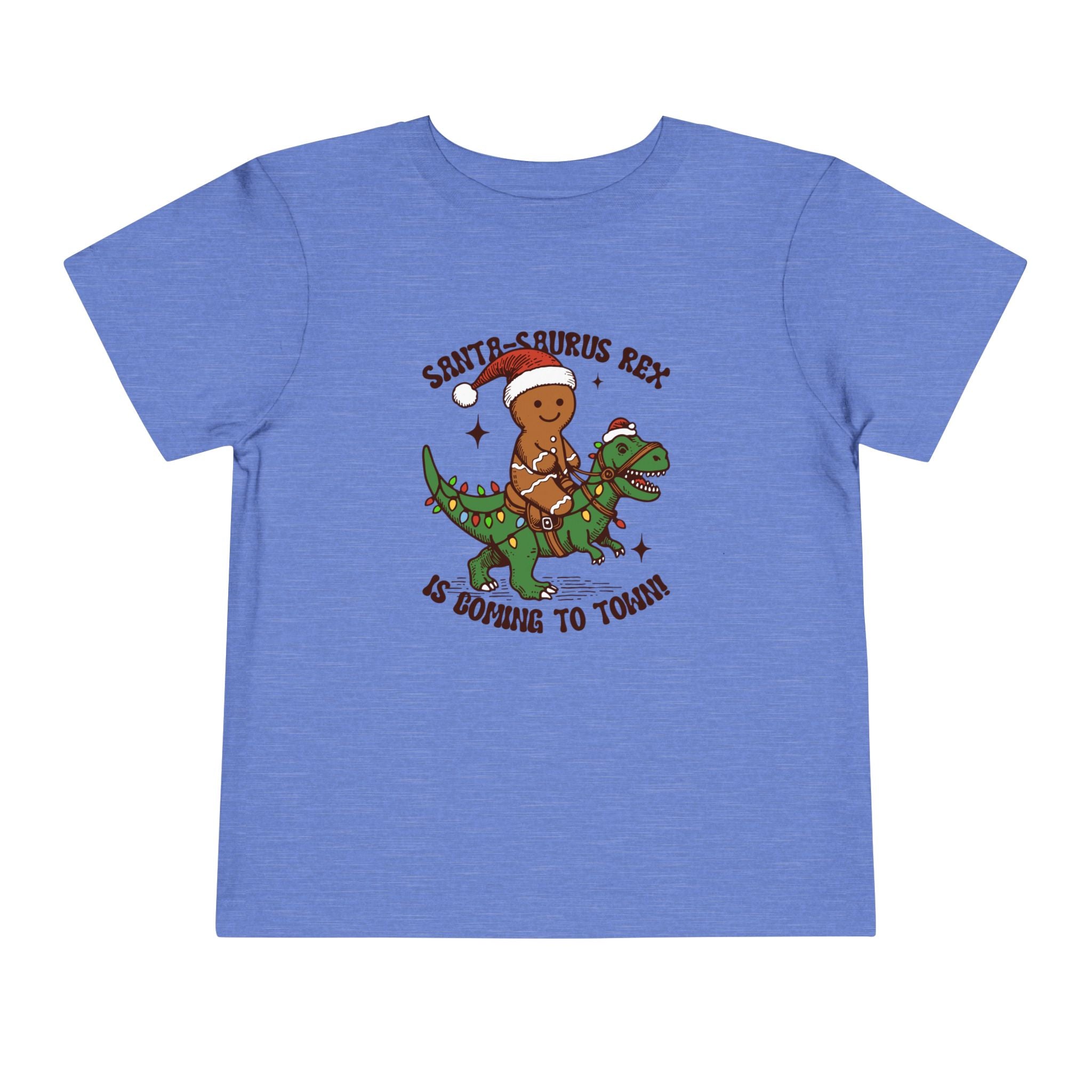 Toddler Short Sleeve Tee - Cute Santa-Saurus Rex Holiday Shirt