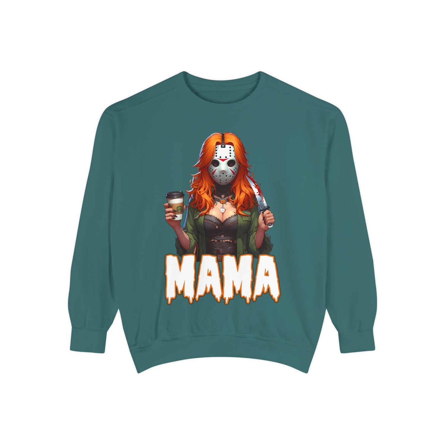 Jason Voorhees Mama Crewneck | Cute Spooky Crewneck | Jason Voorhees Crewneck | Unisex Garment-Dyed Sweatshirt