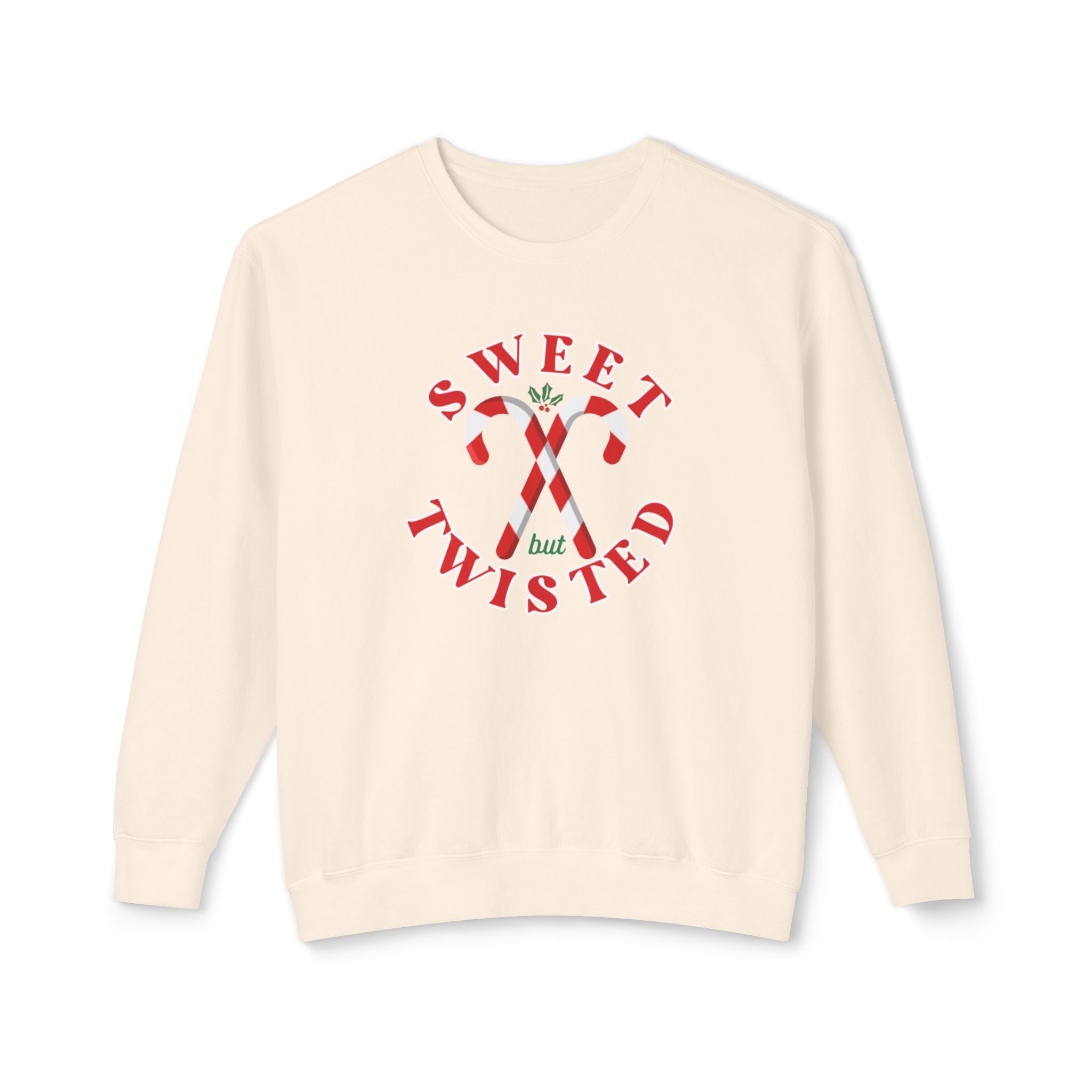 Festive Christmas Crewneck | Sweet but Twisted Candy Cane Crewneck | Unisex Lightweight Crewneck Sweatshirt