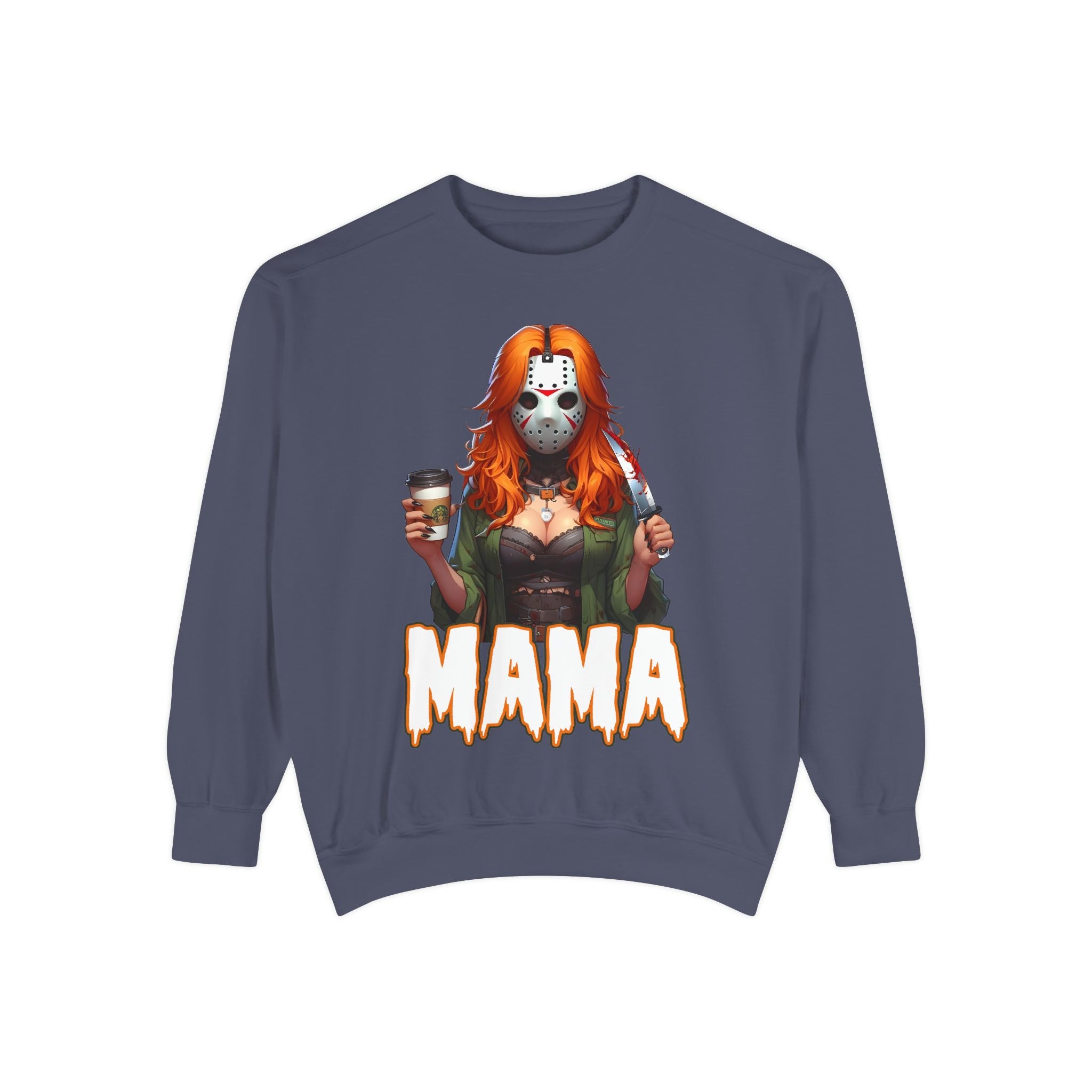 Jason Voorhees Mama Crewneck | Cute Spooky Crewneck | Jason Voorhees Crewneck | Unisex Garment-Dyed Sweatshirt