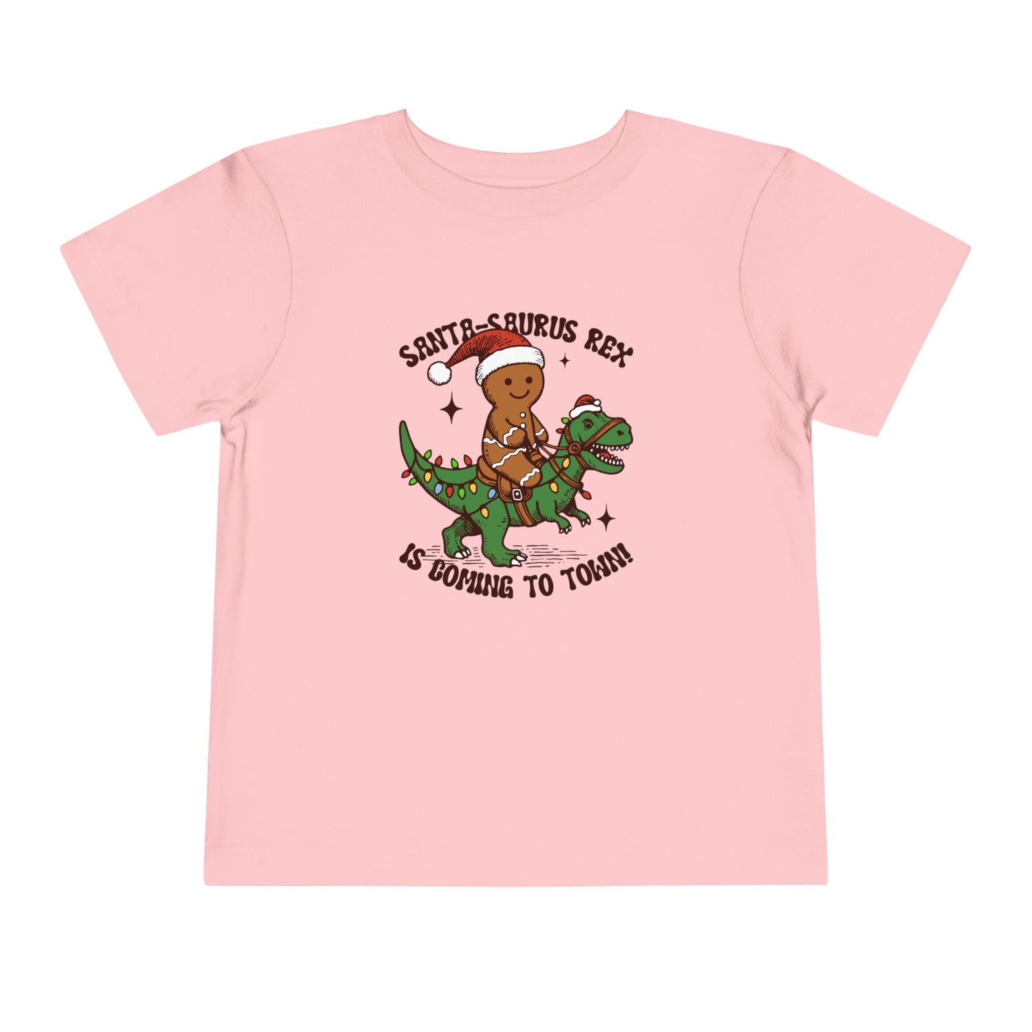 Toddler Short Sleeve Tee - Cute Santa-Saurus Rex Holiday Shirt