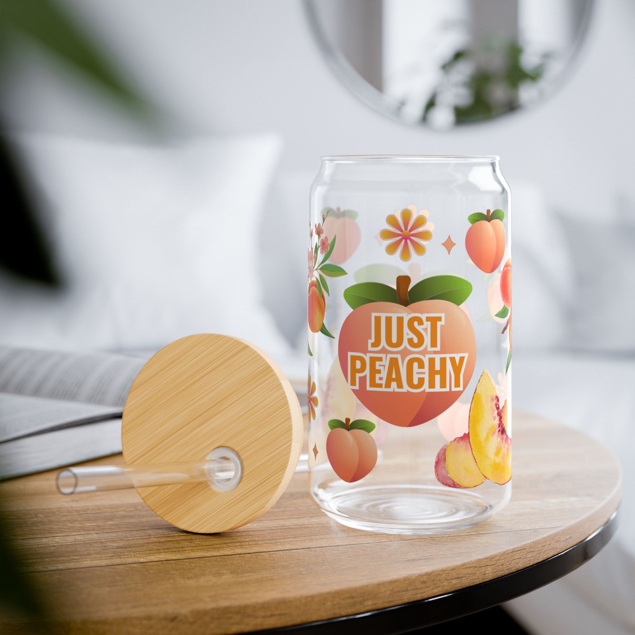 Just Peachy | Sipper Glass 16oz | Summer Sipper Glass