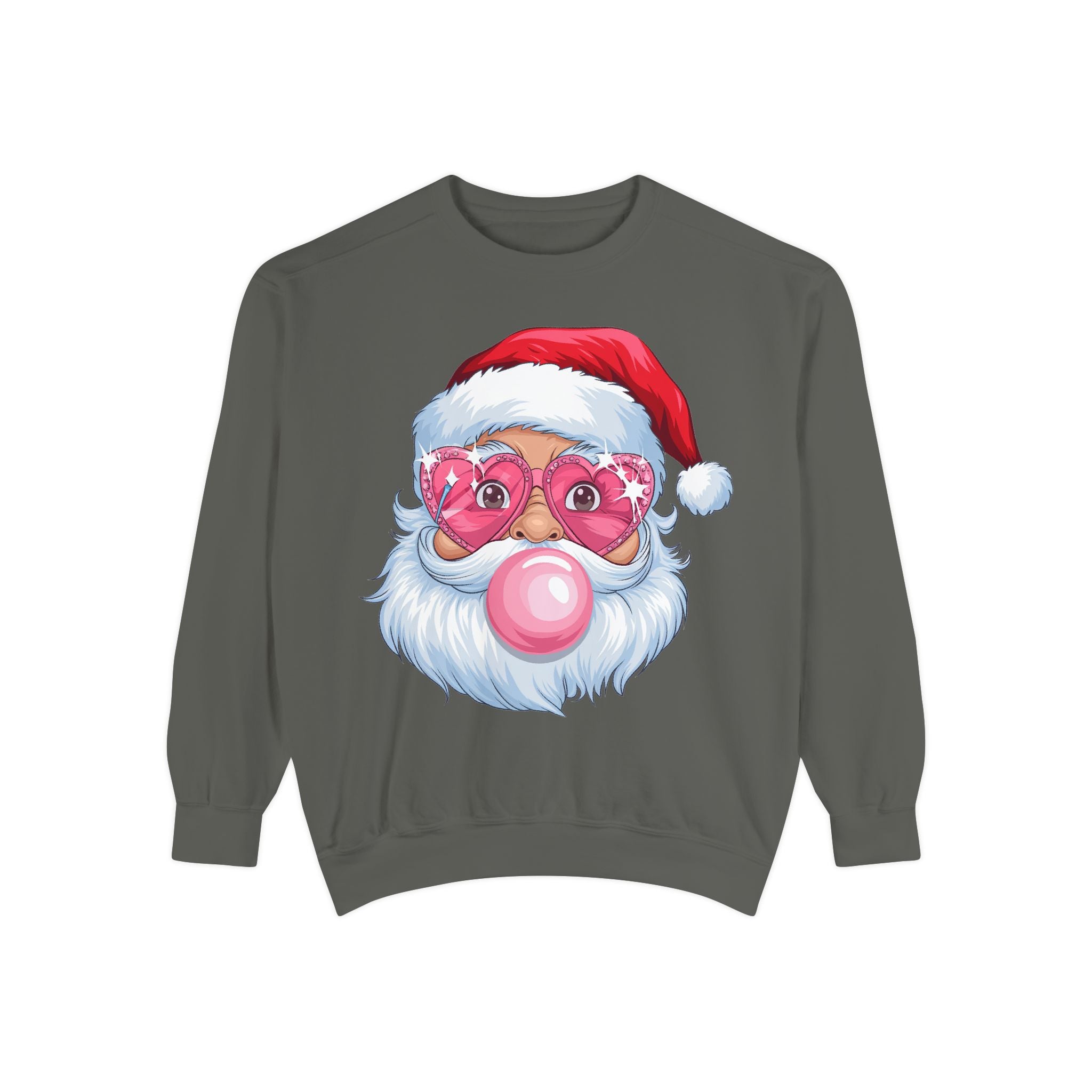 Santa Bubble Gum | Cute Santa Unisex Garment-Dyed Sweatshirt