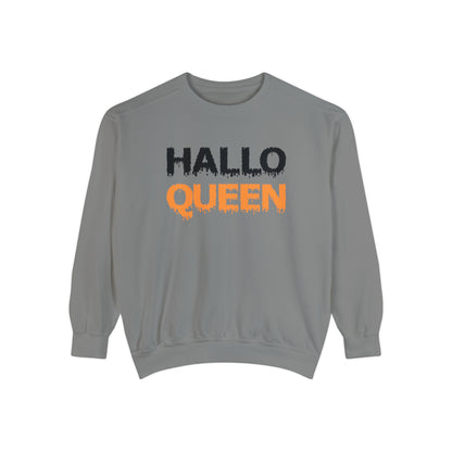 Hallo Queen Crewneck | Halloween Crewneck | Unisex Garment-Dyed Sweatshirt