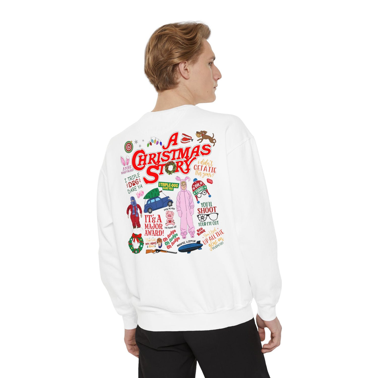 Funny Holiday Sweatshirt - &quot;OH FUDGE!&quot; &amp; A Christmas Story Design | Unisex Crewneck