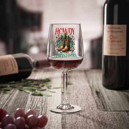 Howdy Christmas Wine Glass - 12oz Holiday Stemware