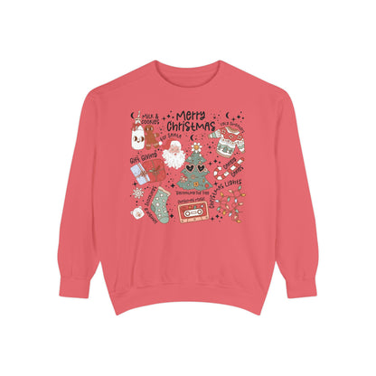 Merry Christmas Sweatshirt - Unisex Garment-Dyed Holiday Apparel