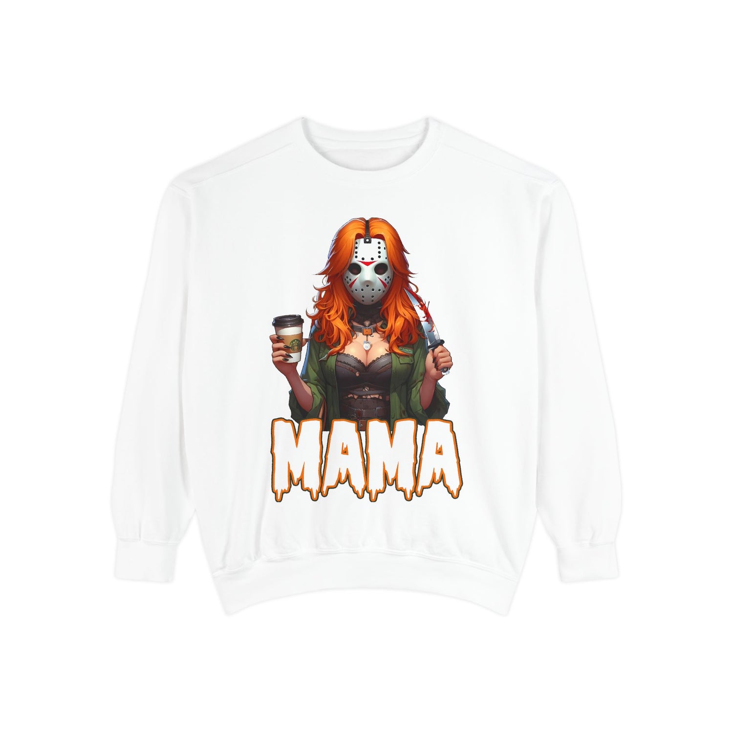 Jason Voorhees Mama Crewneck | Cute Spooky Crewneck | Jason Voorhees Crewneck | Unisex Garment-Dyed Sweatshirt