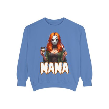 Jason Voorhees Mama Crewneck | Cute Spooky Crewneck | Jason Voorhees Crewneck | Unisex Garment-Dyed Sweatshirt