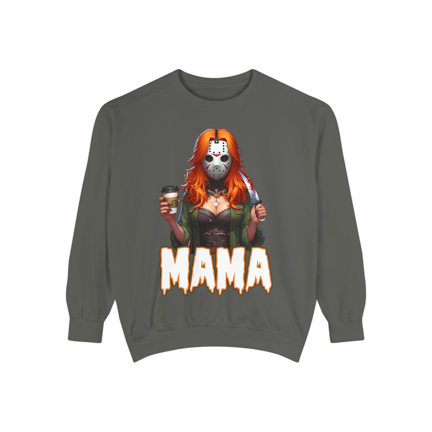 Jason Voorhees Mama Crewneck | Cute Spooky Crewneck | Jason Voorhees Crewneck | Unisex Garment-Dyed Sweatshirt