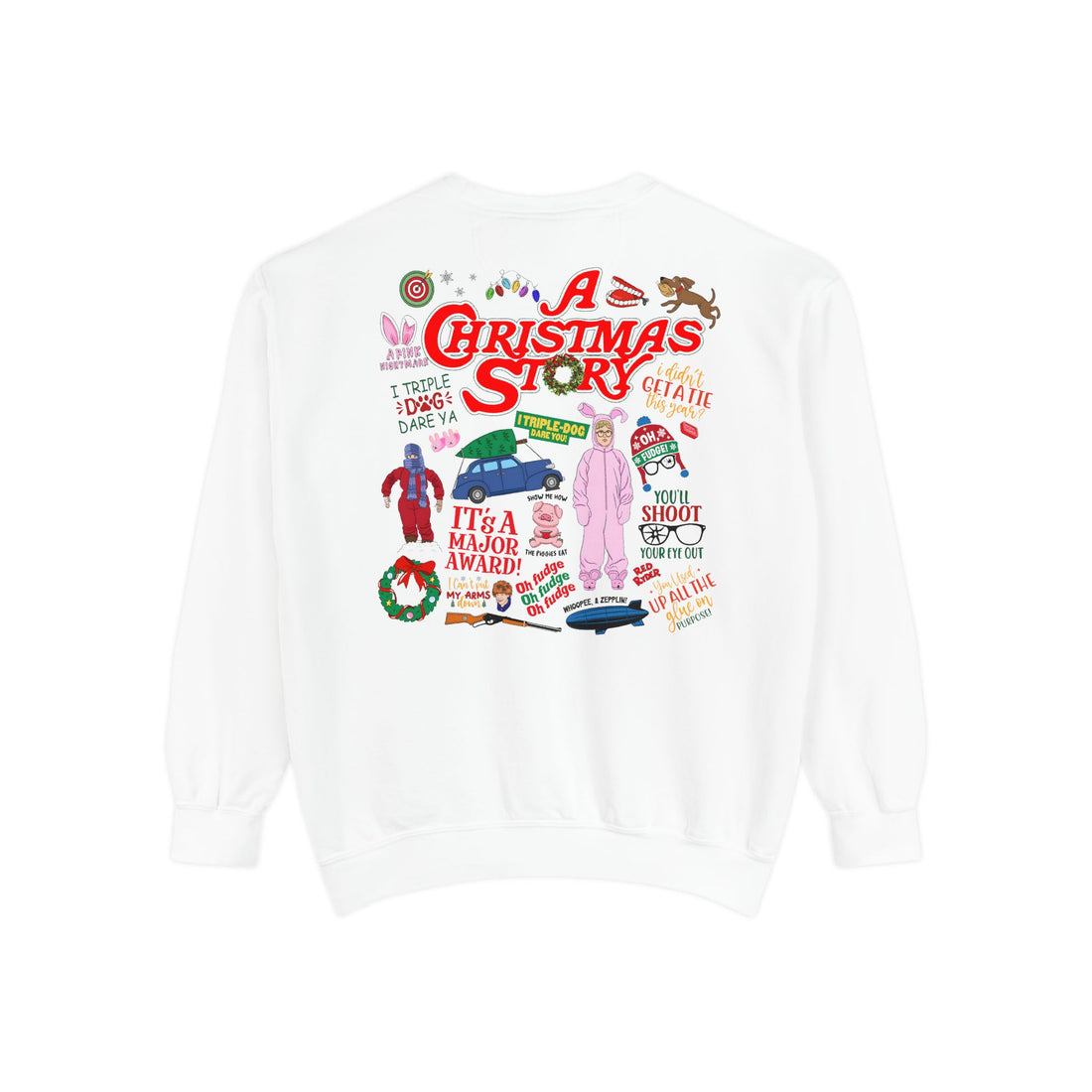 Funny Holiday Sweatshirt - &quot;OH FUDGE!&quot; &amp; A Christmas Story Design | Unisex Crewneck