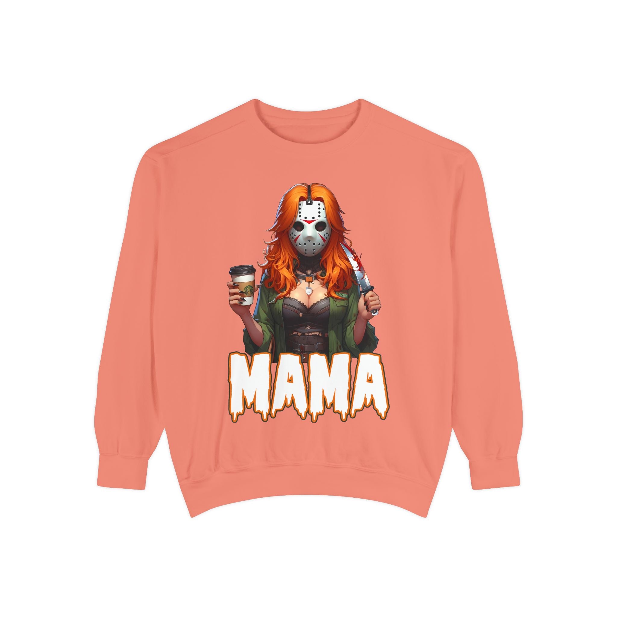 Jason Voorhees Mama Crewneck | Cute Spooky Crewneck | Jason Voorhees Crewneck | Unisex Garment-Dyed Sweatshirt