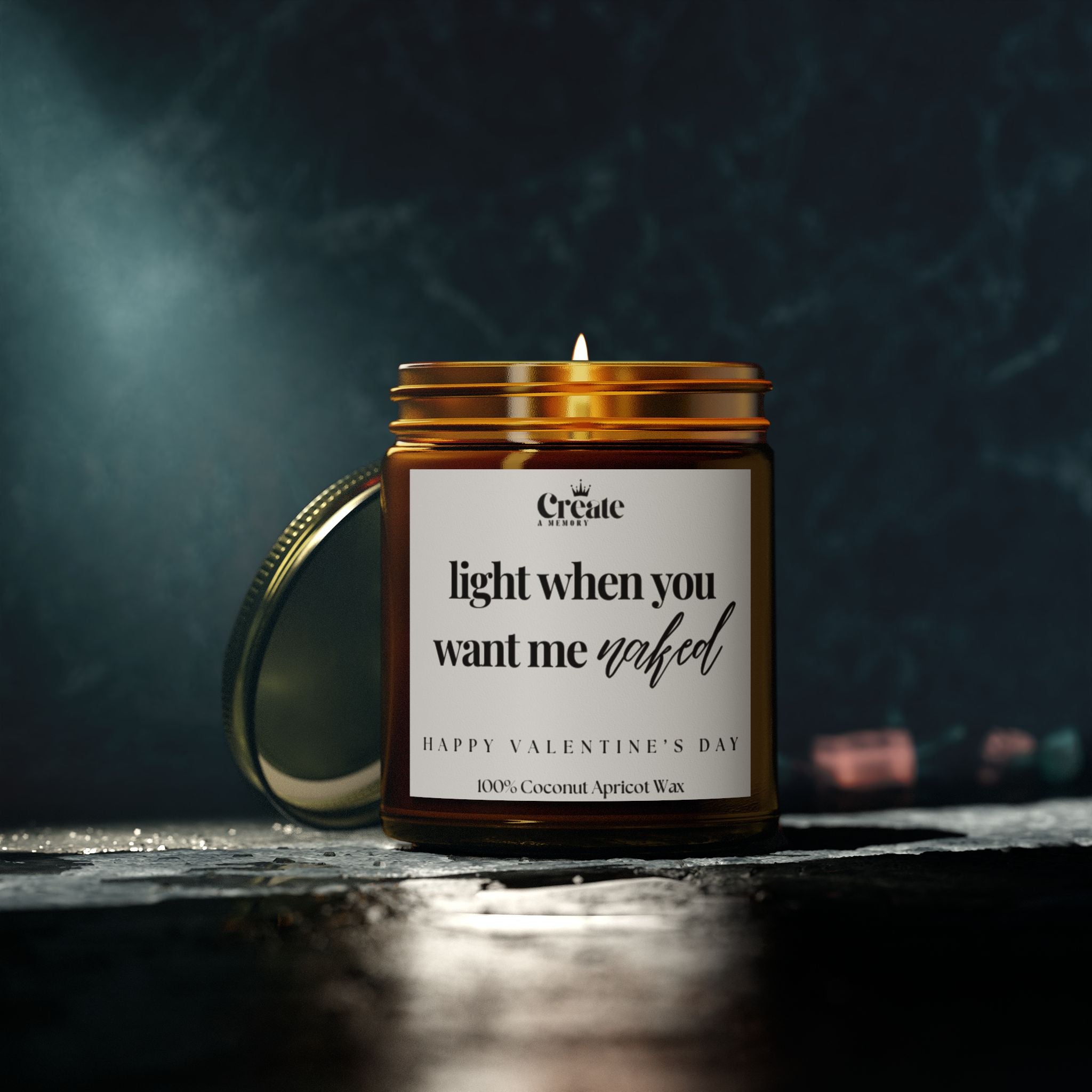 Scented Candle - &quot;Light When You Want Me Naked&quot; - Romantic Coconut Apricot Wax for Valentine&