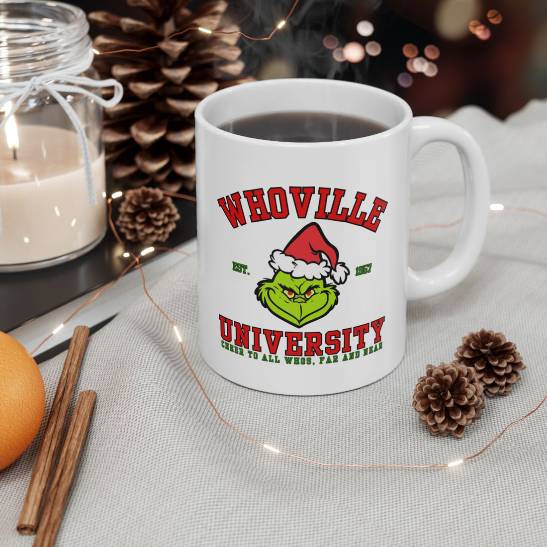 Grinch Ceramic Mug | Whoville University Mug | 11oz Mug | 15oz Mug