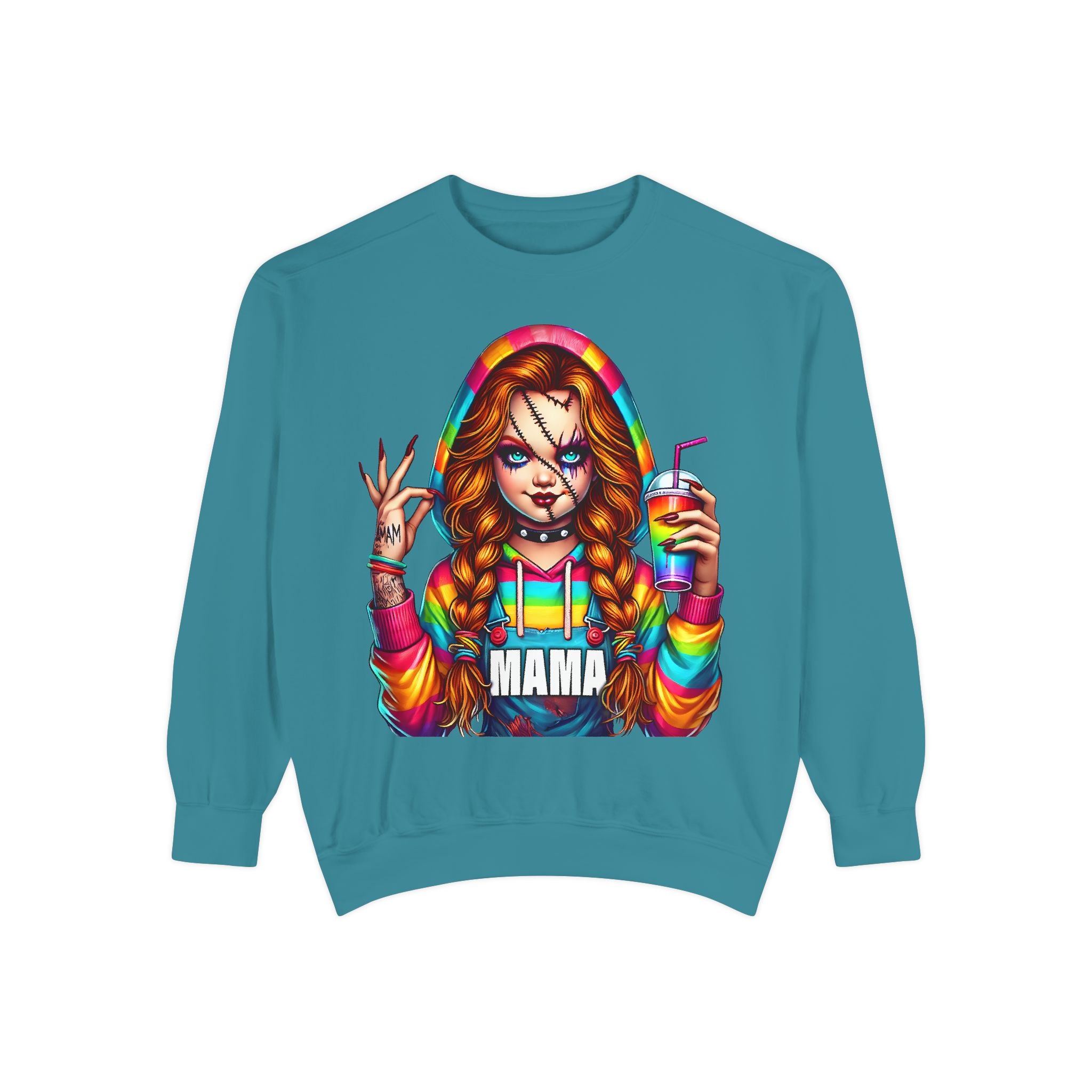 Chucky Mama Crewneck | Cute Spooky Crewneck |Chucky Crewneck | Unisex Garment-Dyed Sweatshirt