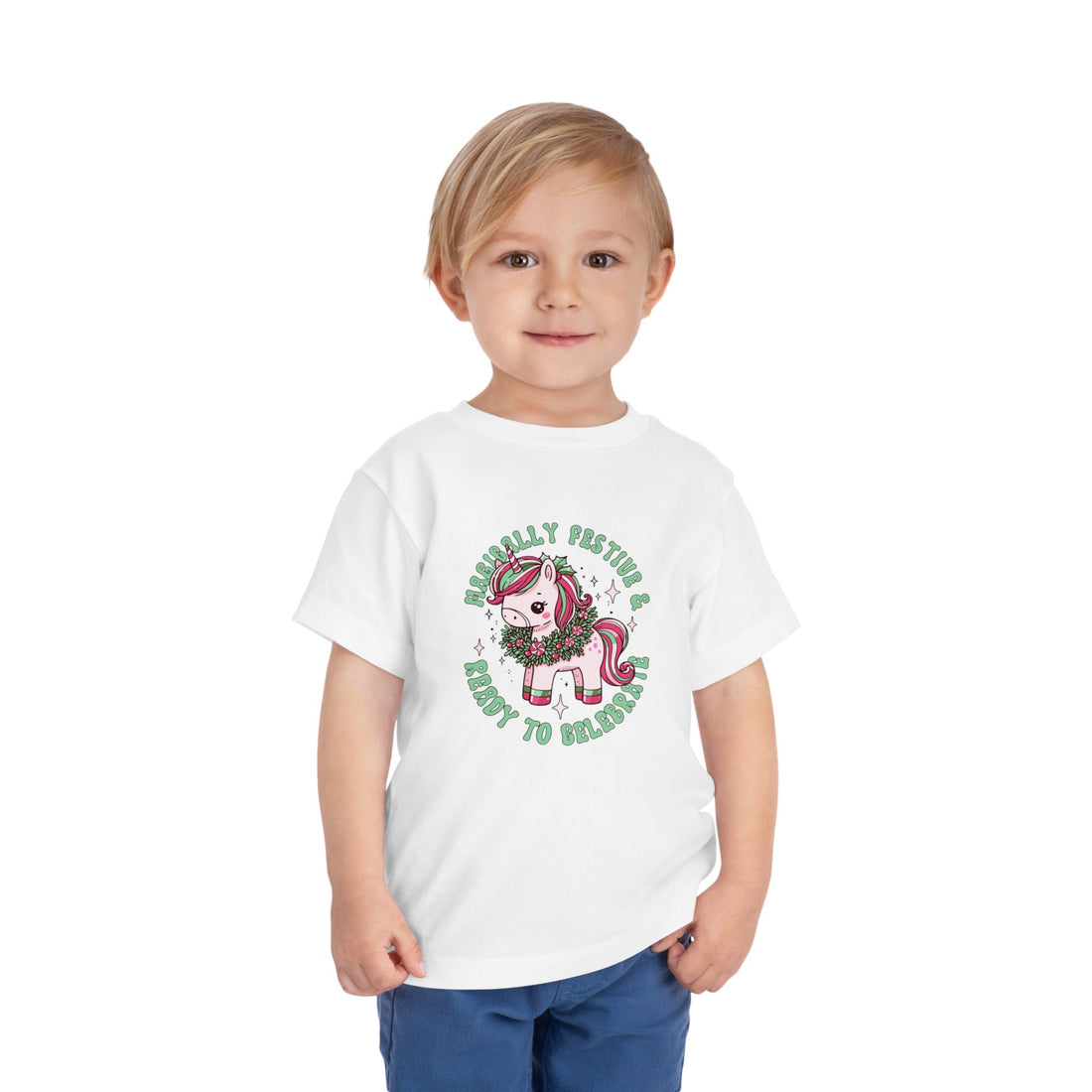 Festive Unicorn Toddler Tee - Merry &amp; Ready to Celebrate