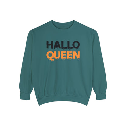 Hallo Queen Crewneck | Halloween Crewneck | Unisex Garment-Dyed Sweatshirt